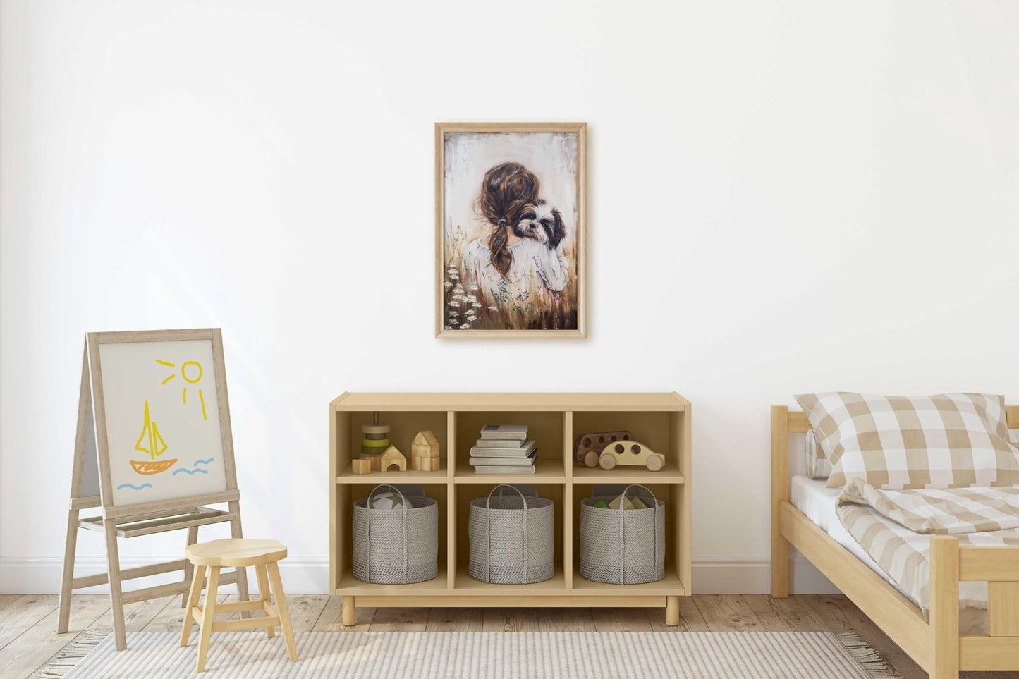 Shih Tzu Nursery Print, Shi Tzu Art, Girl and Dog Art, Shi Tzu Painting, Dog Nursery Decor Girl,Printable Vintage Dog Wall Art for Girl Room - My Store