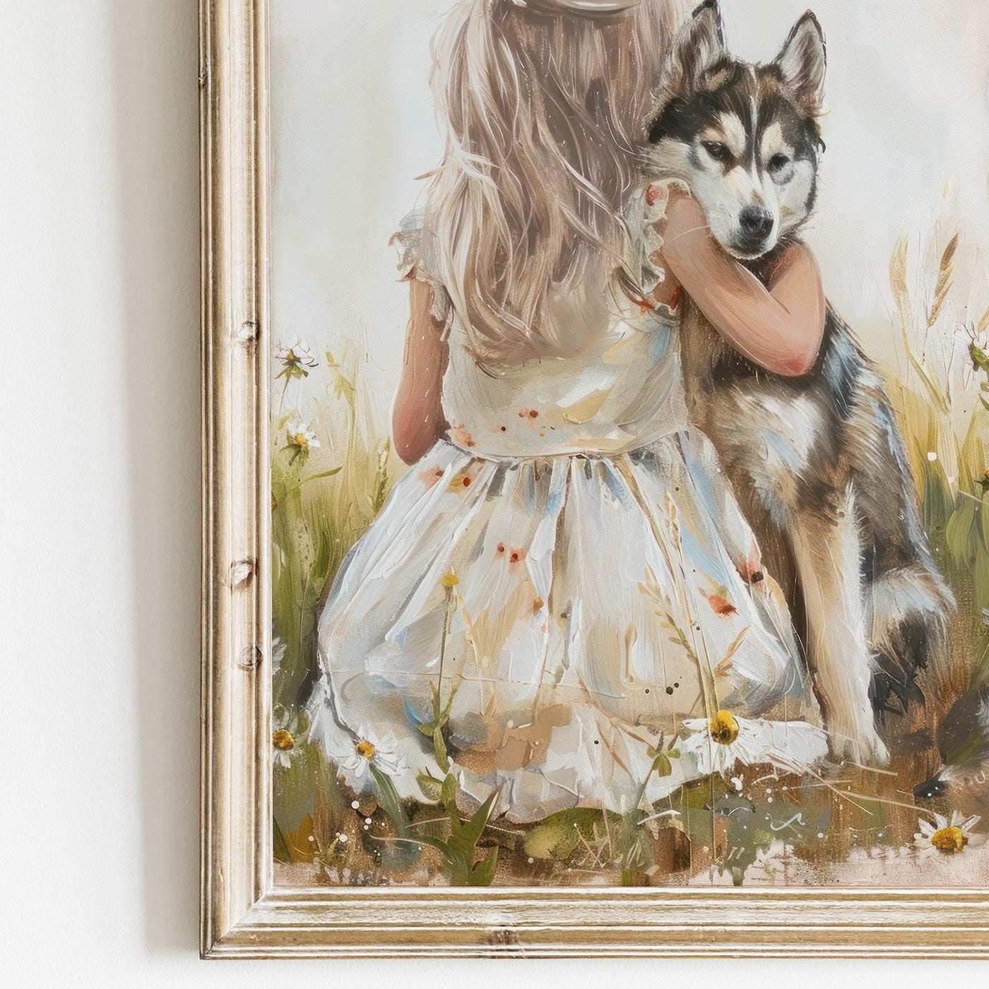 Siberian Husky Nursery Print, Rustic Dog Art, Girl Room Decor - WildfieldPrints