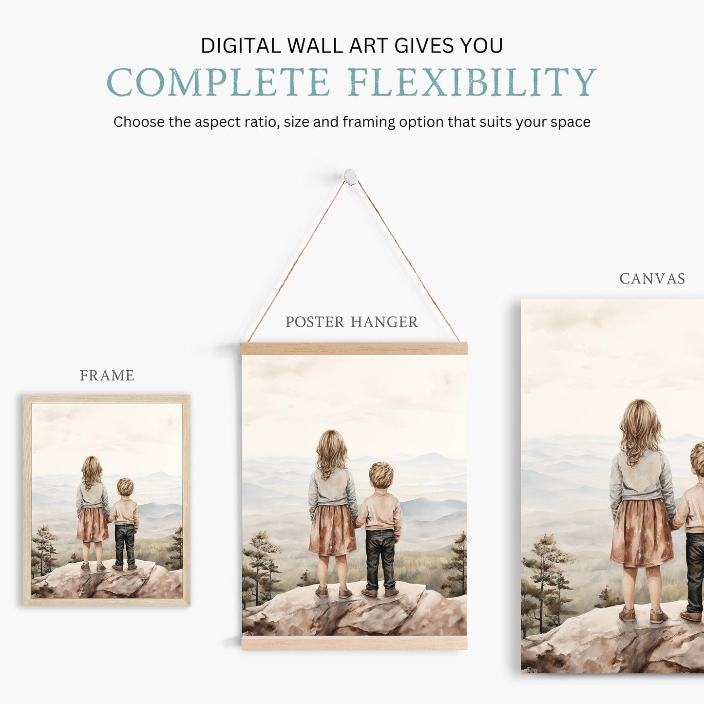 Sibling Print, Adventure Nursery Decor, Brother and Sister Room Art - WildfieldPrints