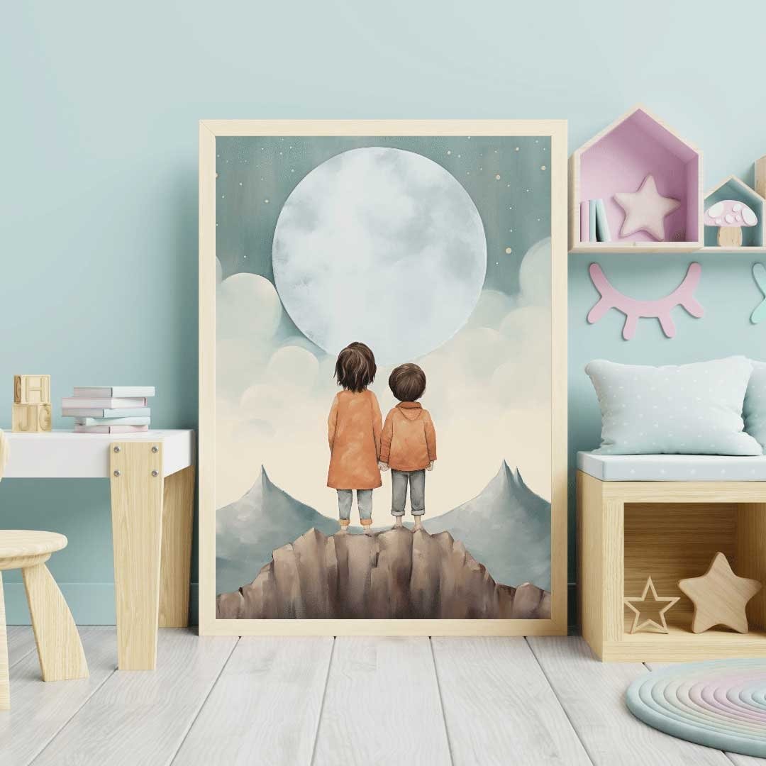 Sibling Print, Adventure Toddler Decor, Brother & Sister Wall Art - WildfieldPrints