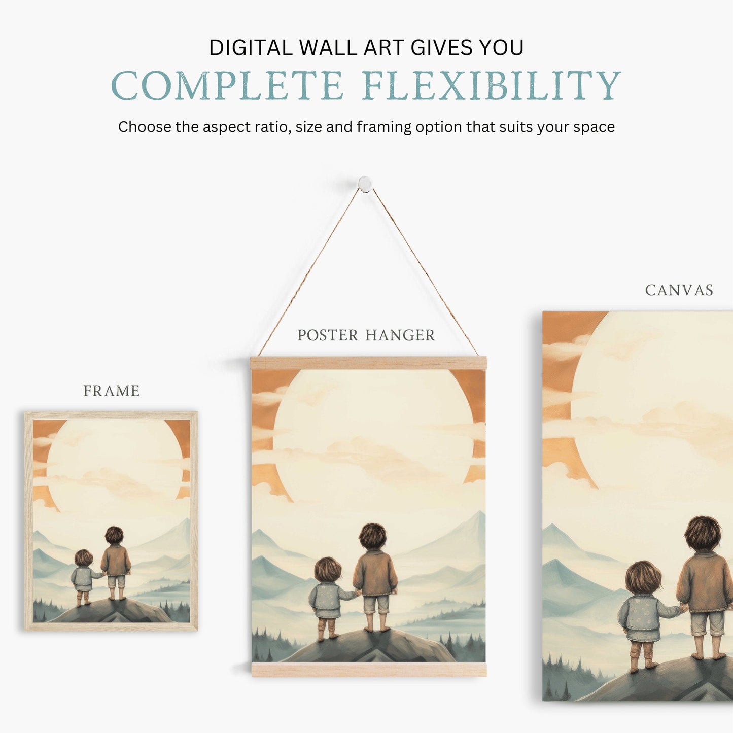 Sibling Print, Adventure Toddler Decor, Brother Sister Wall Art - WildfieldPrints