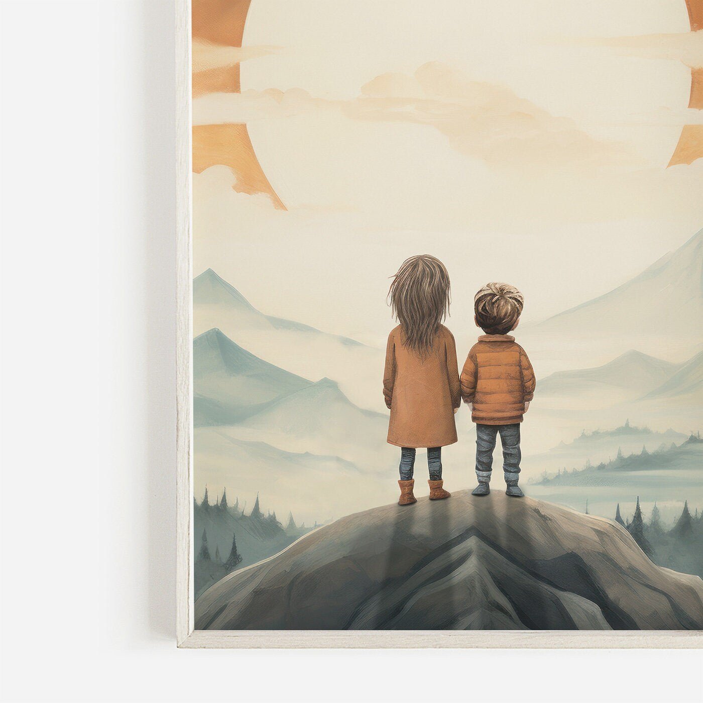 Sibling Print, Adventure Toddler Decor, Brother Sister Wall Art, Vintage Kids Room Painting - WildfieldPrints