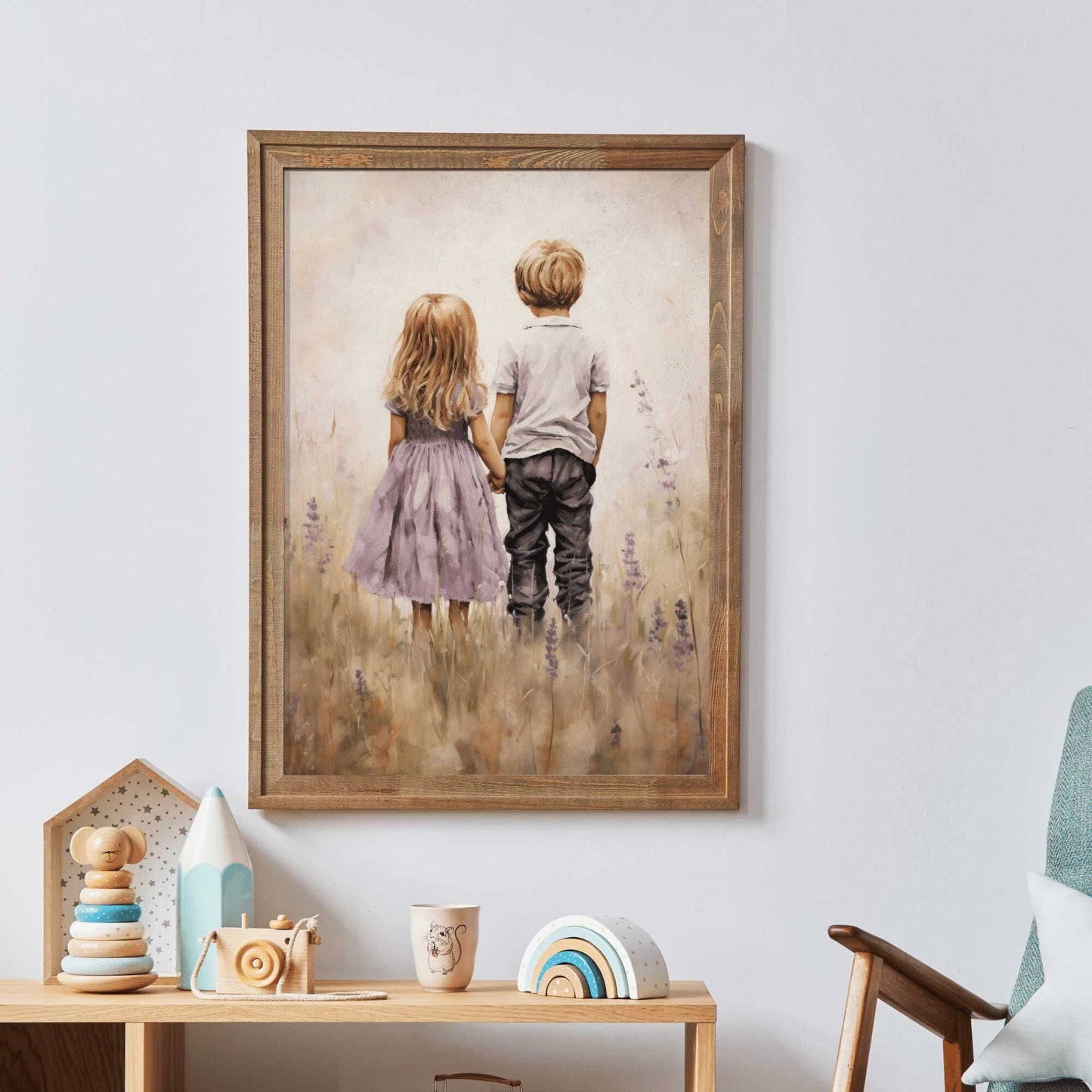 Sibling Wall Art, Brother and Sister Print, Shared Room Decor - WildfieldPrints