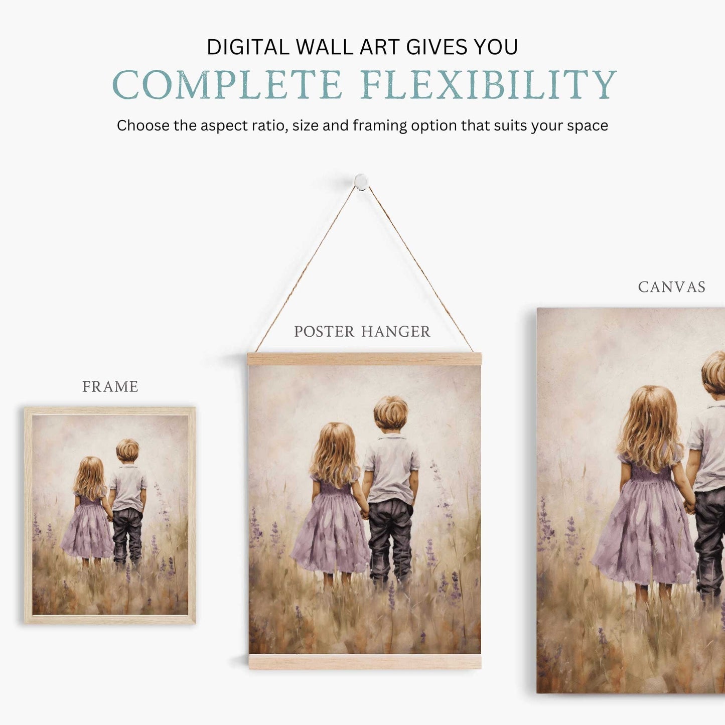 Sibling Wall Art, Brother and Sister Print, Shared Room Decor - WildfieldPrints