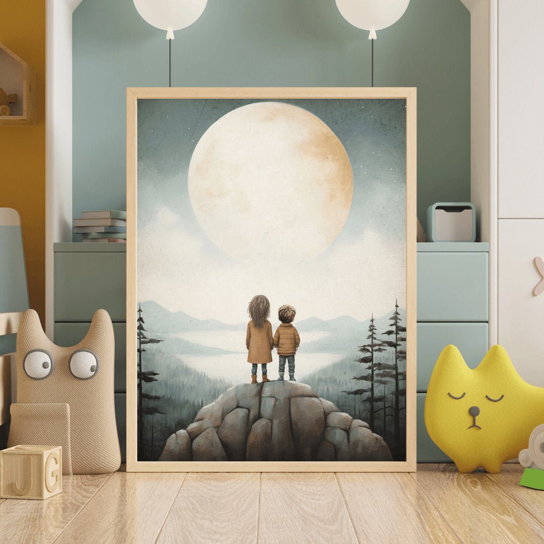 Siblings Print, Brother & Sister Wall Art, Adventure Toddler Decor - WildfieldPrints