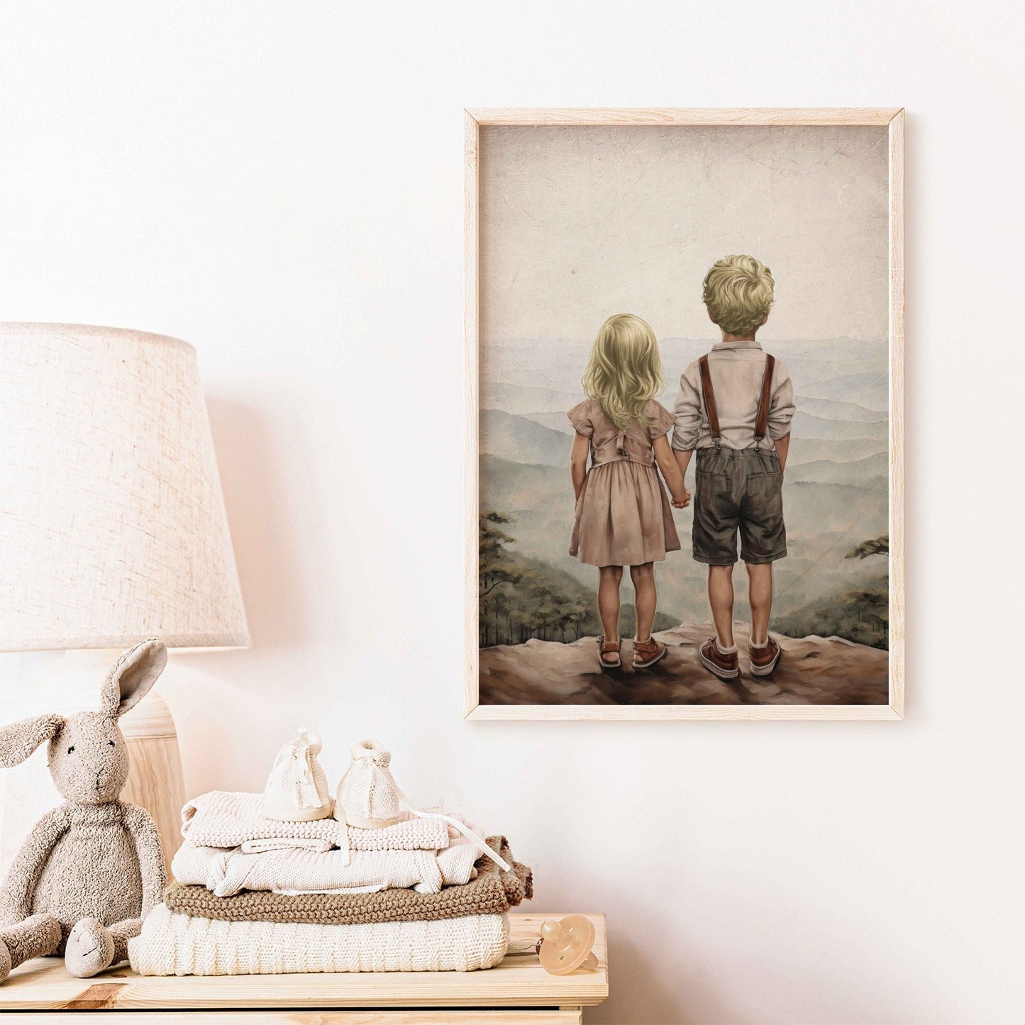 Siblings Wall Art, Adventure Decor for Kids, Brother & Sister Print - WildfieldPrints