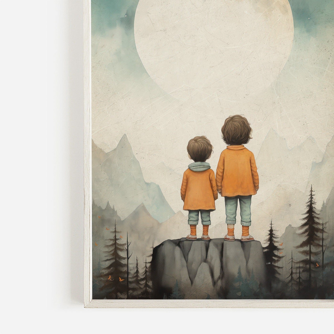 Siblings Wall Art, Vintage Kids Decor, Portrait for Shared Rooms - WildfieldPrints