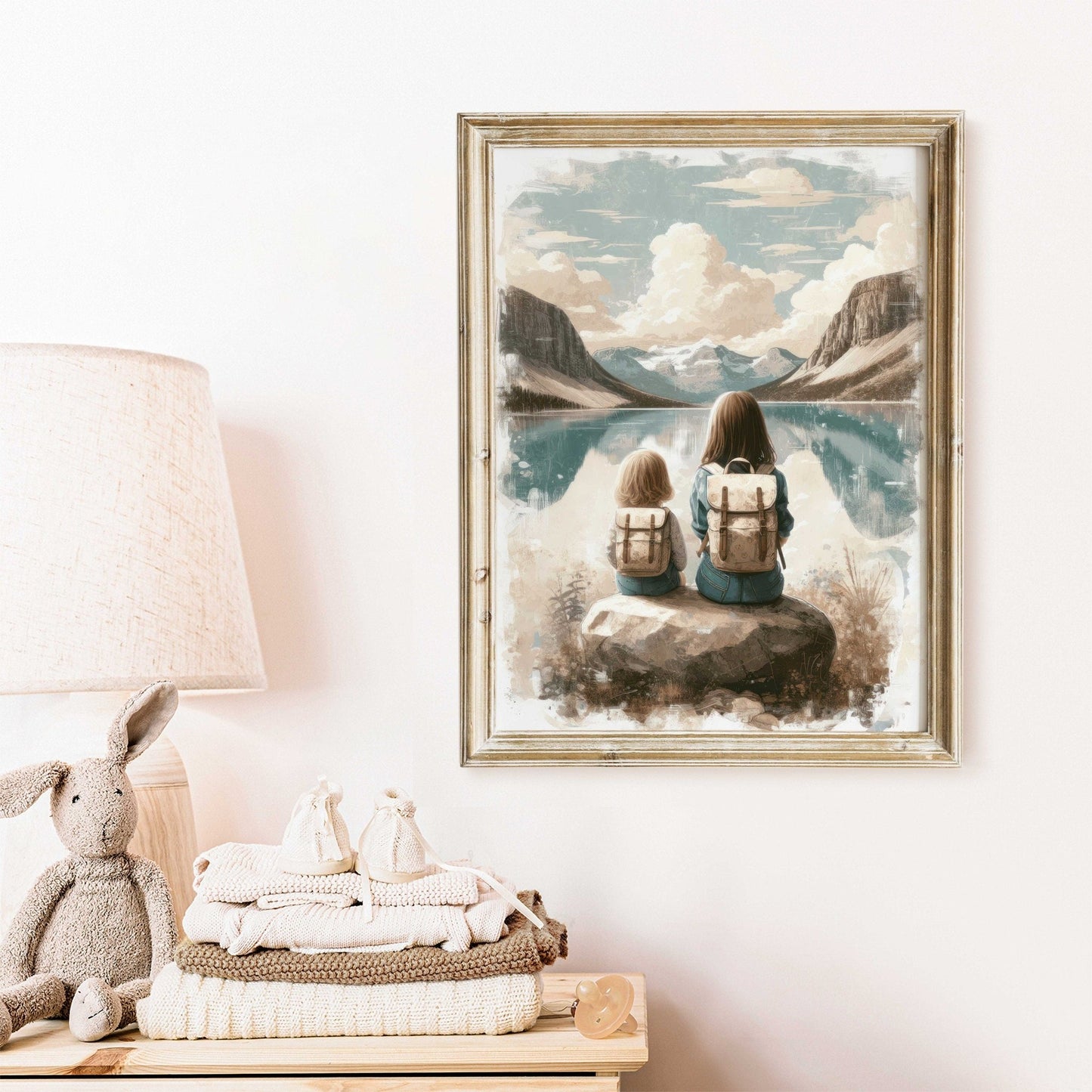 Sister Adventure Art, Mountain Nursery Decor, Nature Girl Wall Print - WildfieldPrints