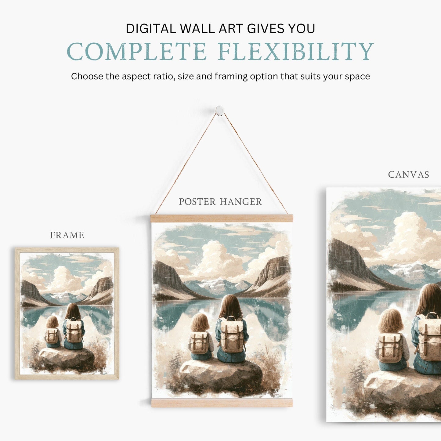 Sister Adventure Art, Mountain Nursery Decor, Nature Girl Wall Print - WildfieldPrints
