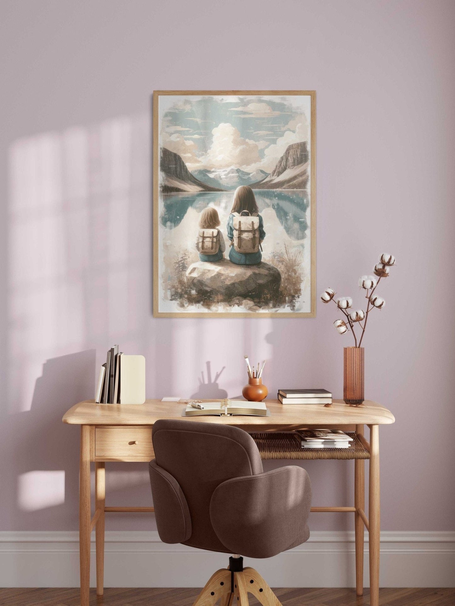 Sister Adventure Art, Mountain Nursery Decor, Nature Girl Wall Print - WildfieldPrints