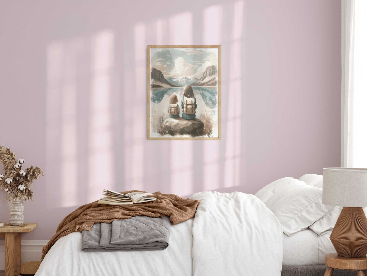 Sister Adventure Art, Mountain Nursery Decor, Nature Girl Wall Print - WildfieldPrints