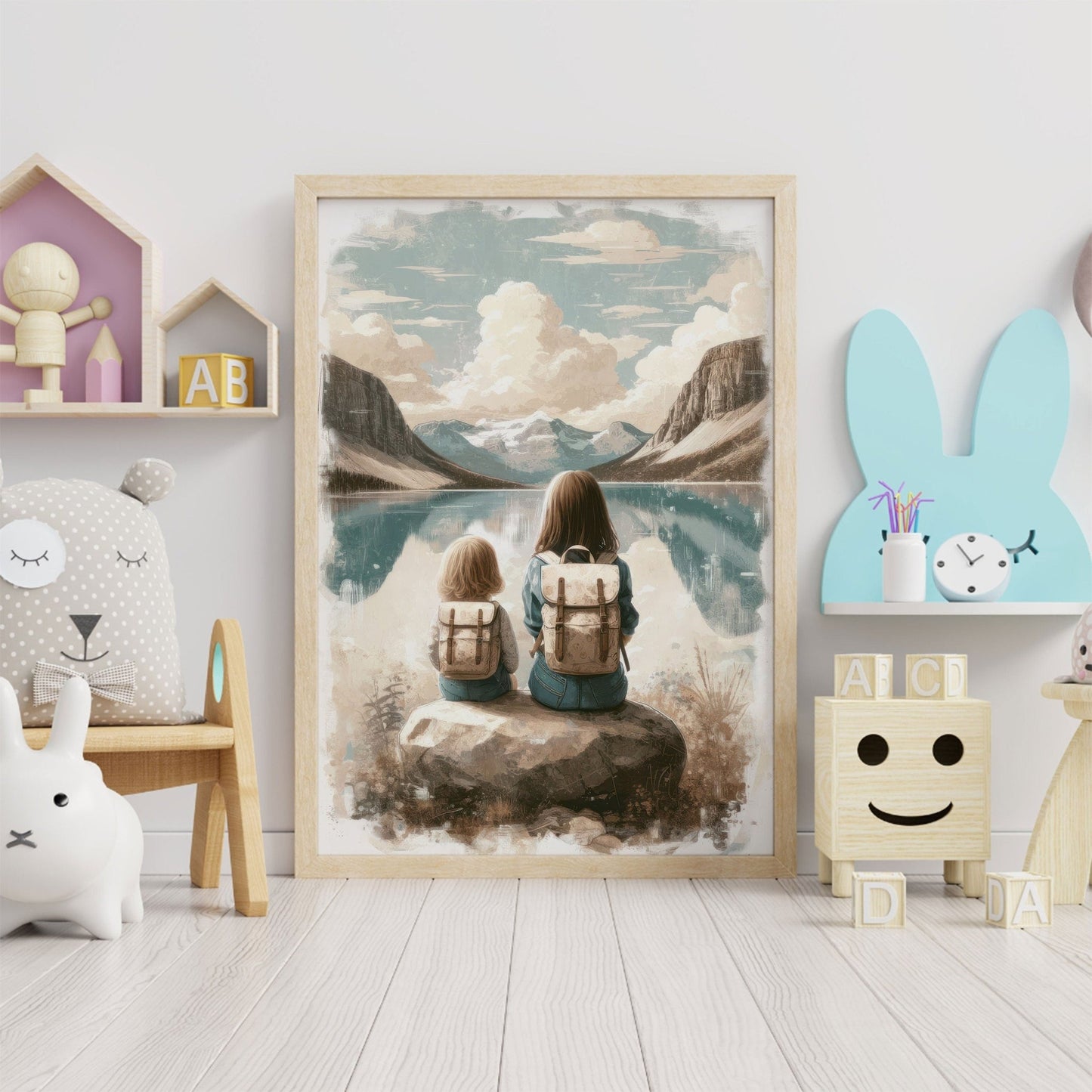 Sister Adventure Art, Mountain Nursery Decor, Nature Girl Wall Print - WildfieldPrints
