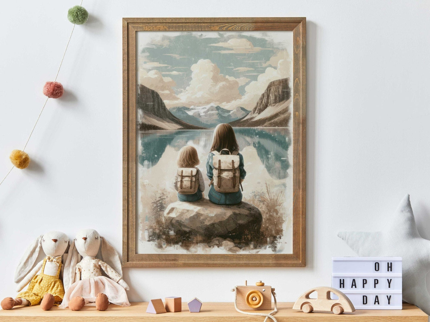 Sister Adventure Art, Mountain Nursery Decor, Nature Girl Wall Print - WildfieldPrints