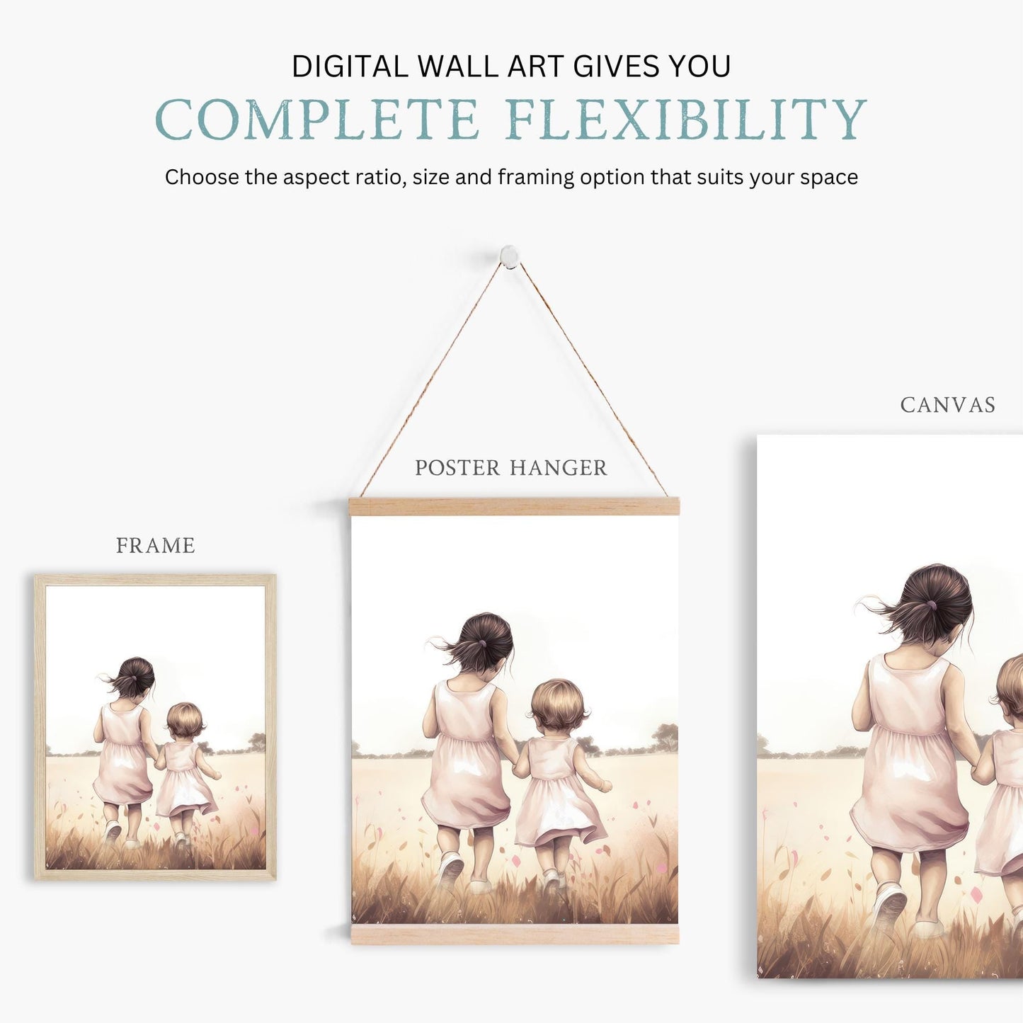 Sister Nursery Prints, Bunny & Deer Room Decor, Kids Art Collection - WildfieldPrints