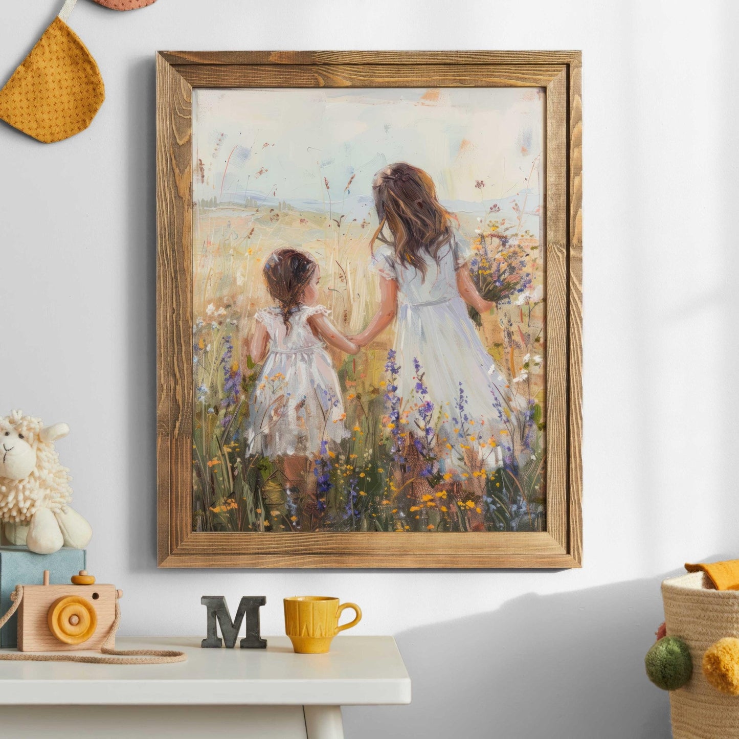 Sister Nursery Wall Art, Floral Girl Room Decor, Sisterhood Design - WildfieldPrints