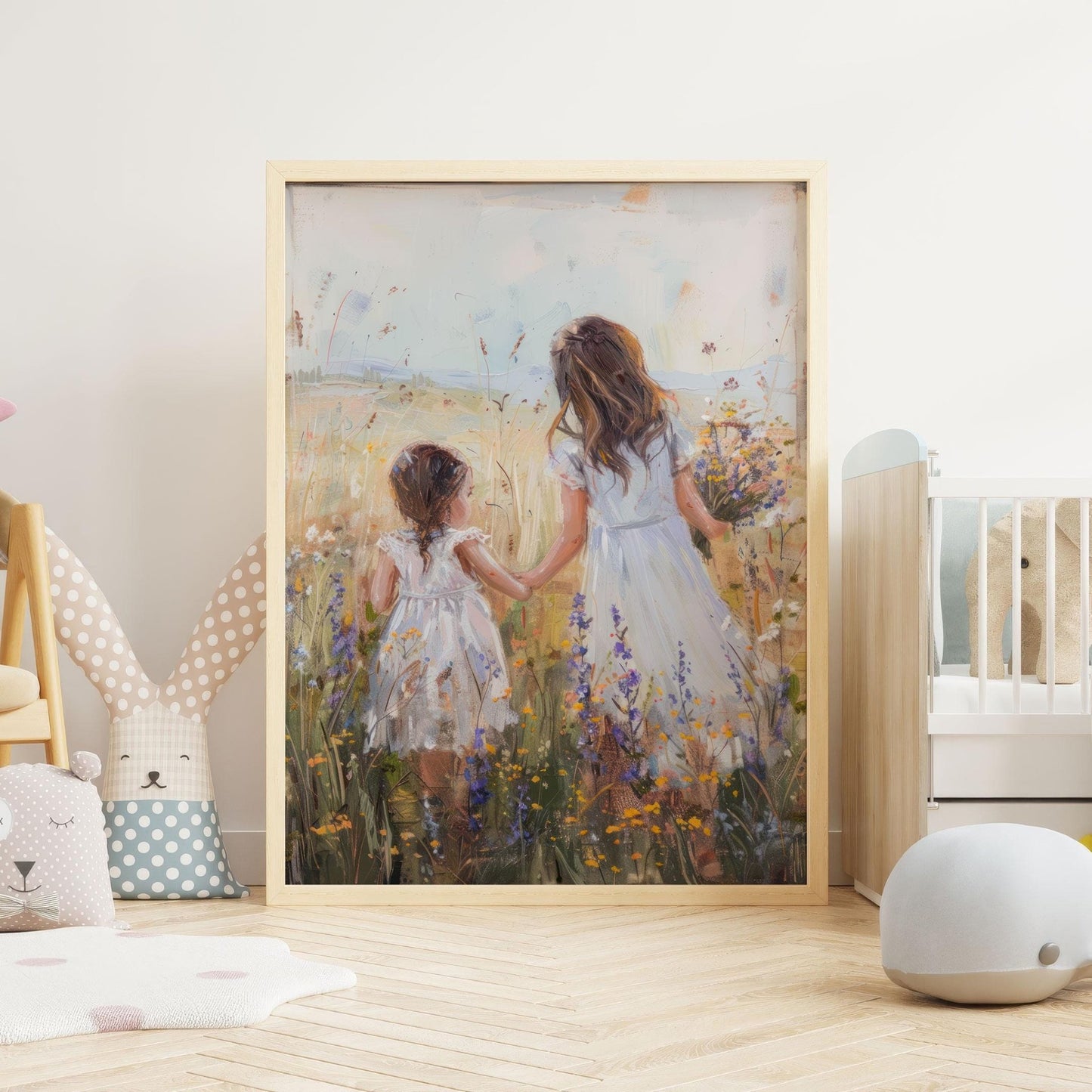 Sister Nursery Wall Art, Floral Girl Room Decor, Sisterhood Design - WildfieldPrints