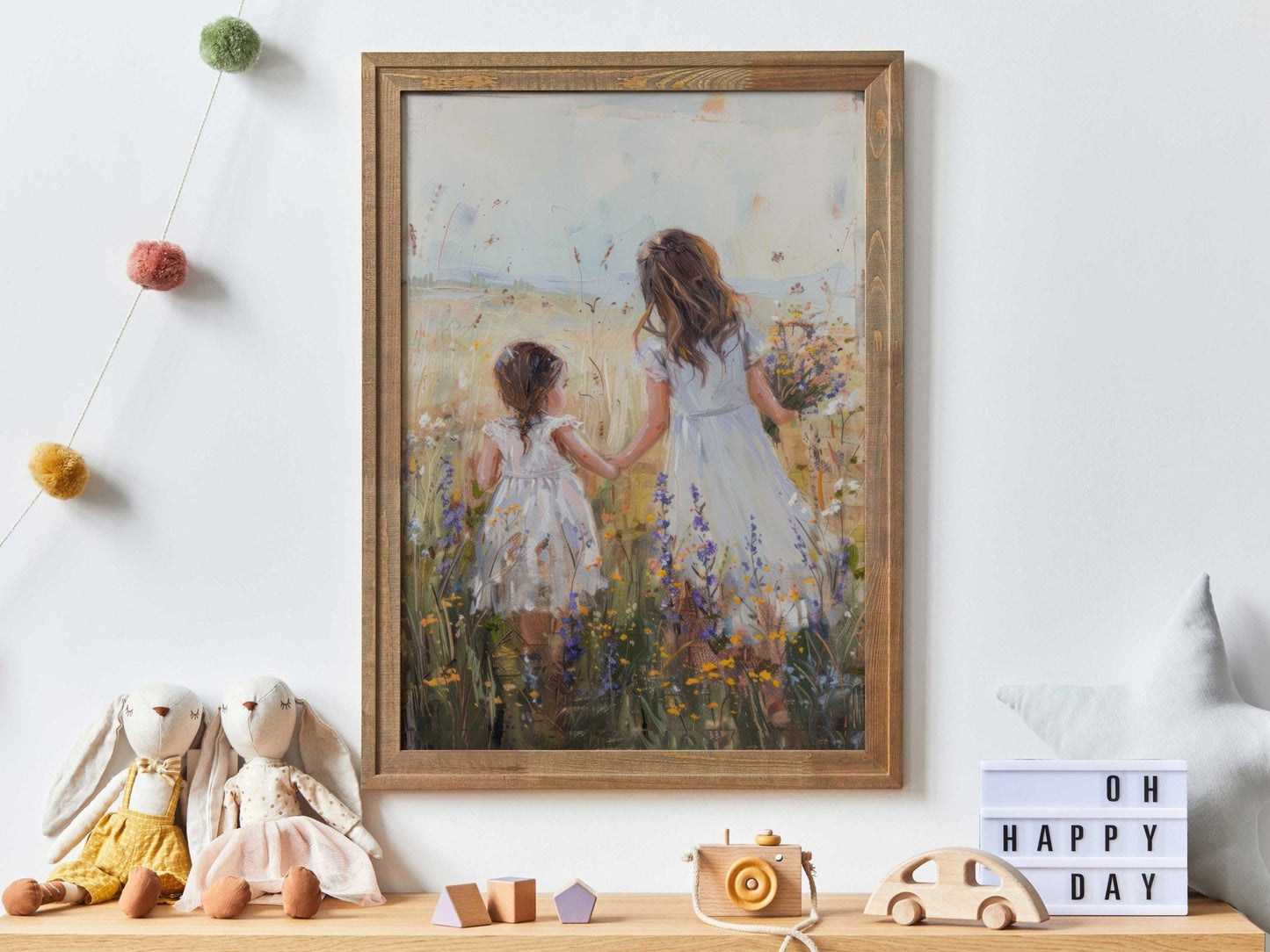 Sister Nursery Wall Art, Floral Girl Room Decor, Sisterhood Design - WildfieldPrints