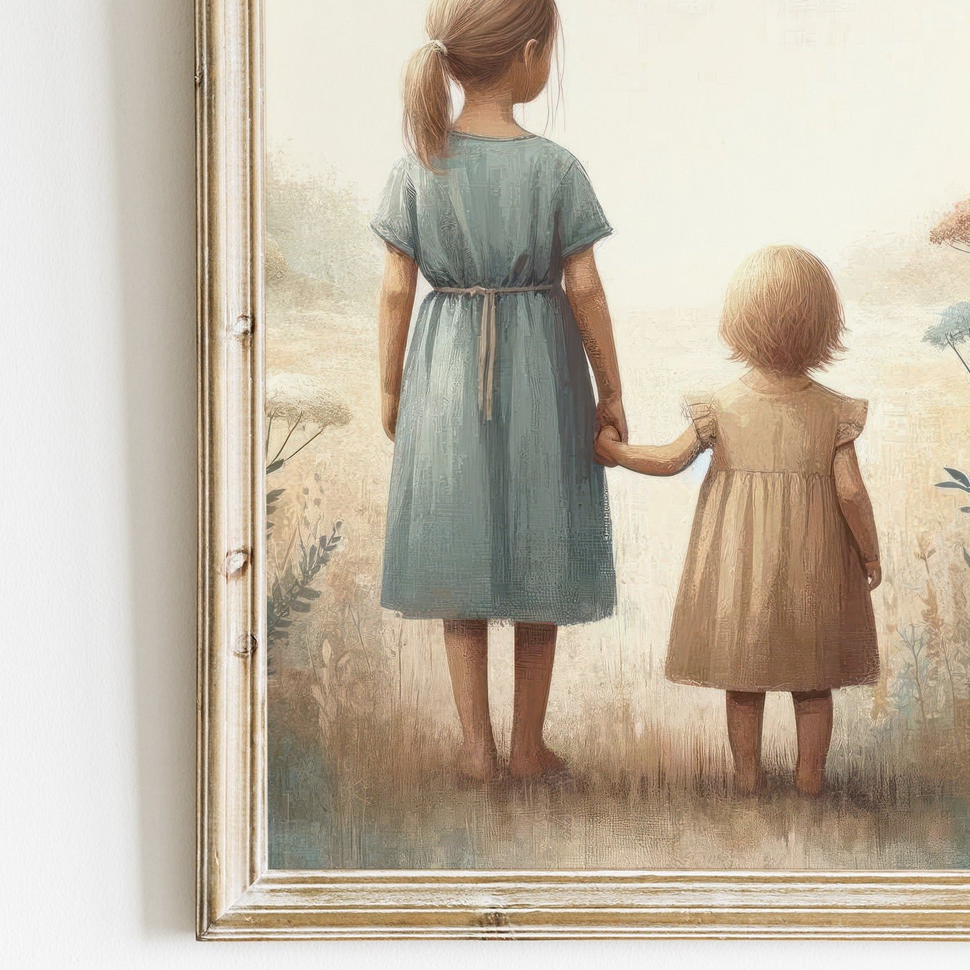 Sister Print, Vintage Best Friends Decor, Wildflower Girls Room Art - WildfieldPrints