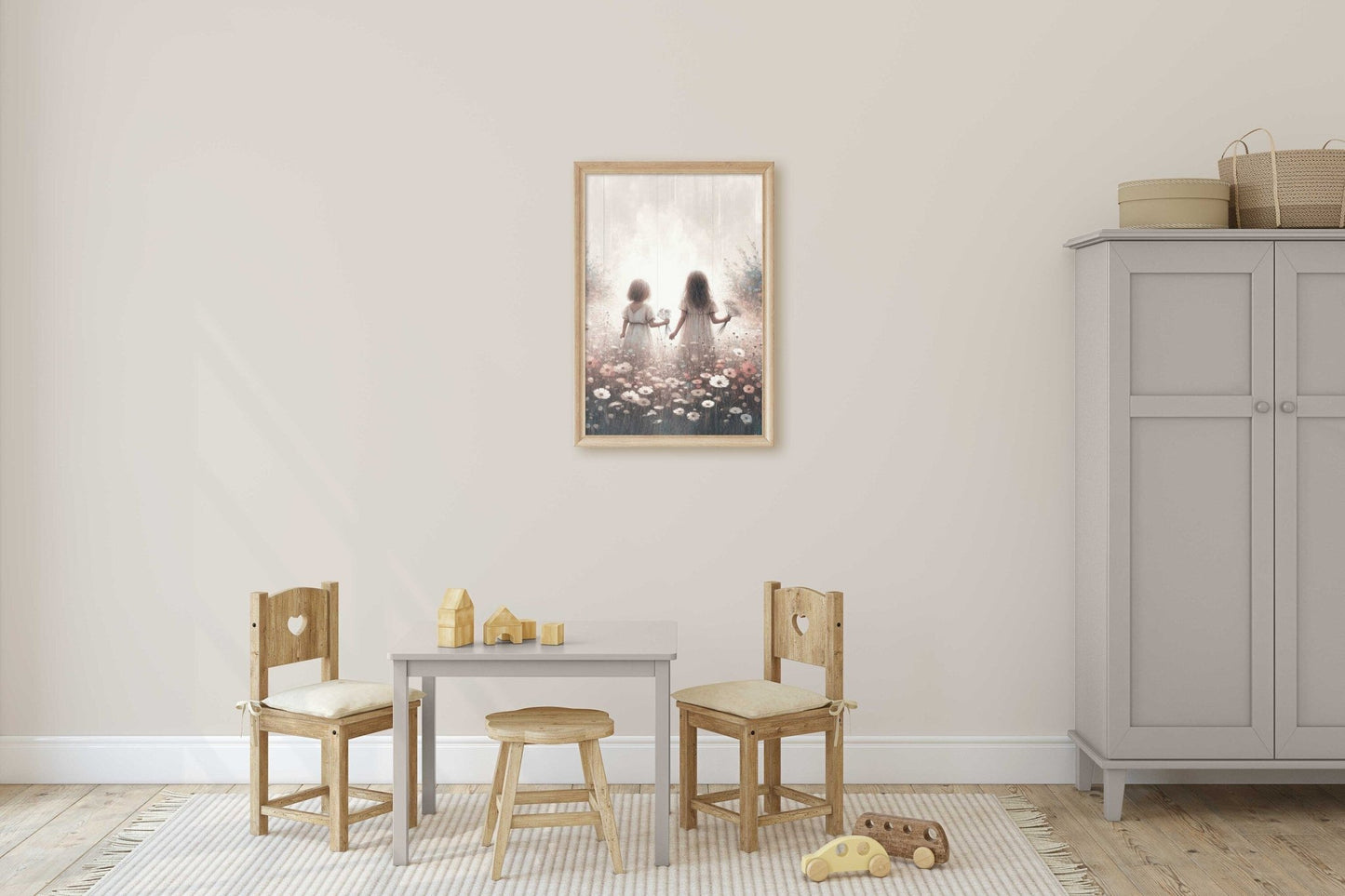 Sister Room Art, Vintage Shared Bedroom Decor, Wildflower Print - WildfieldPrints