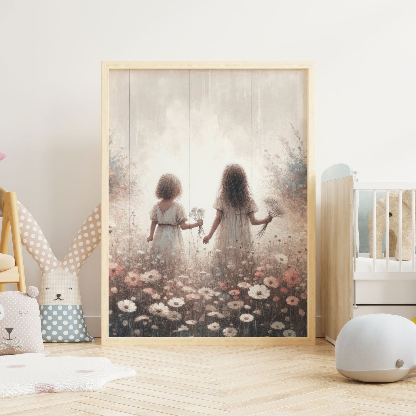 Sister Room Art, Vintage Shared Bedroom Decor, Wildflower Print - WildfieldPrints