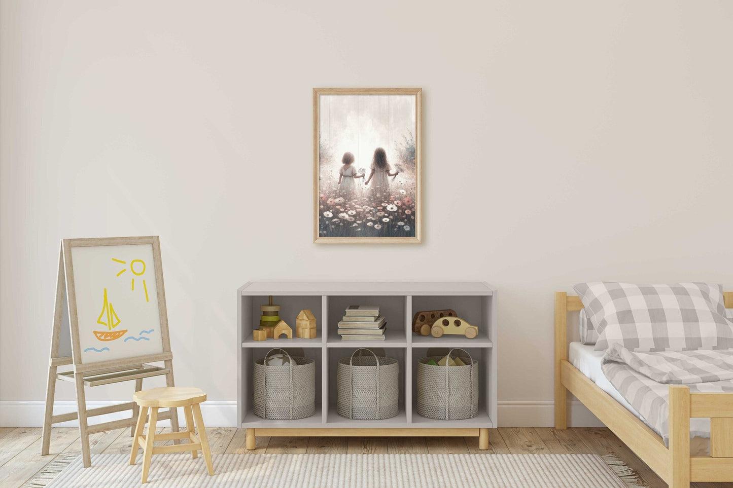 Sister Room Art, Vintage Shared Bedroom Decor, Wildflower Print - WildfieldPrints
