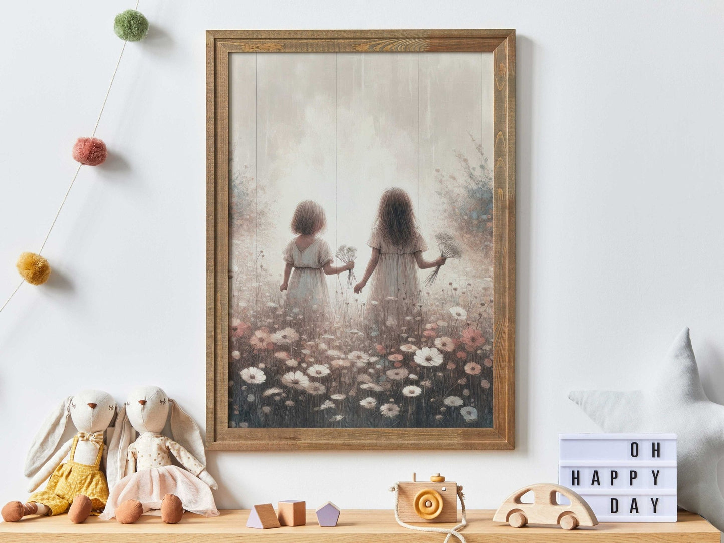 Sister Room Art, Vintage Shared Bedroom Decor, Wildflower Print - WildfieldPrints