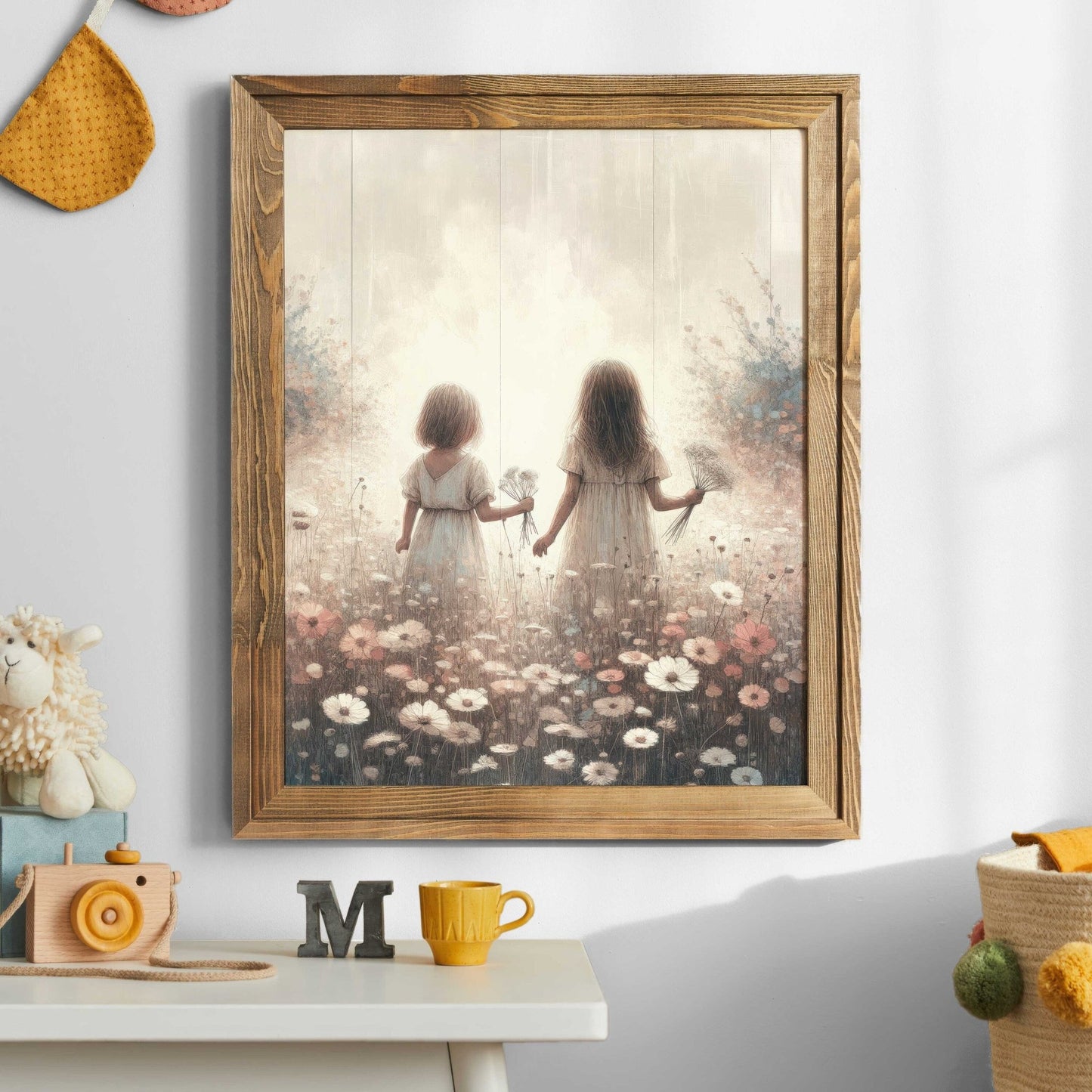 Sister Room Art, Vintage Shared Bedroom Decor, Wildflower Print - WildfieldPrints