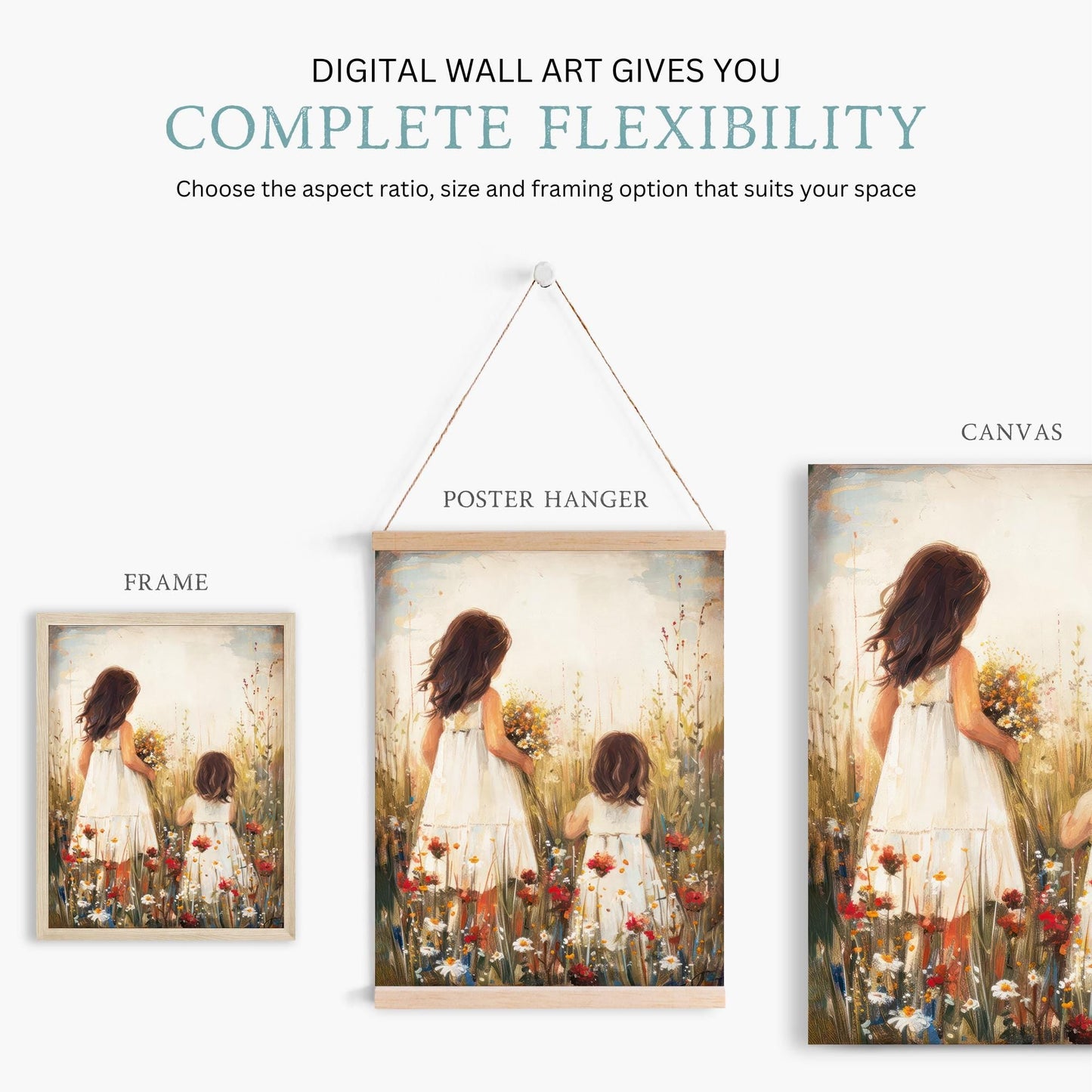 Sister Room Decor, Wildflower Nursery Prints, Vintage Girl Art - WildfieldPrints