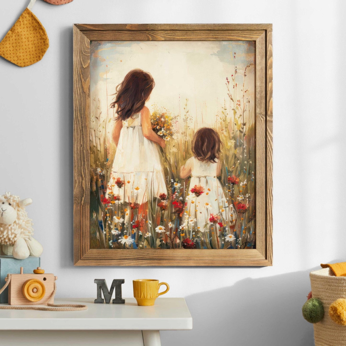 Sister Room Decor, Wildflower Nursery Prints, Vintage Girl Art - WildfieldPrints