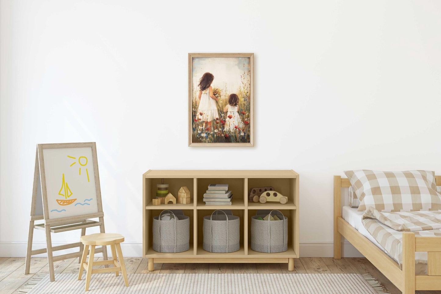Sister Room Decor, Wildflower Nursery Prints, Vintage Girl Art - WildfieldPrints