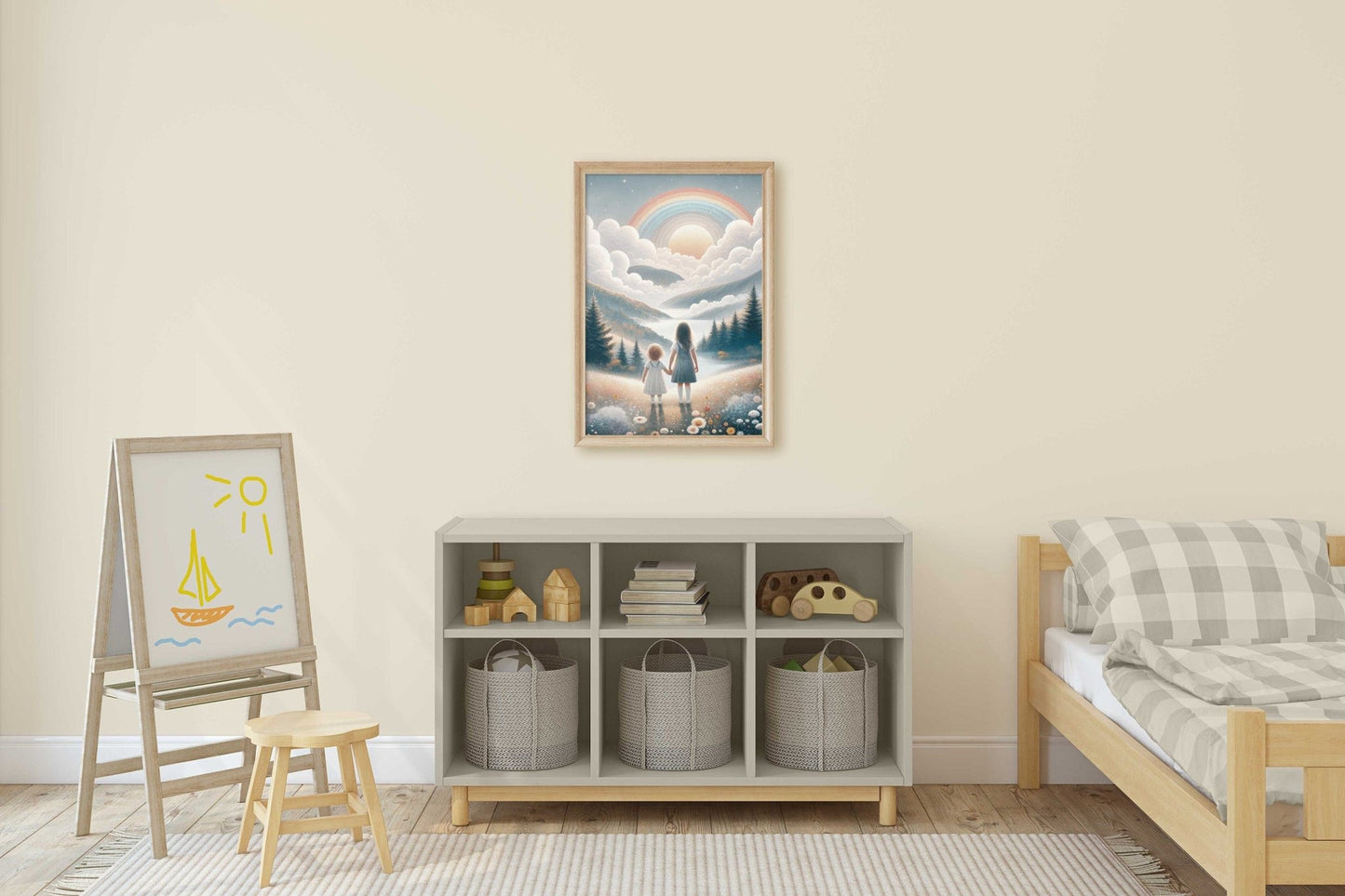 Sister Room Print, Rainbow Nursery Decor, Girl Adventure Art, Wildflower Wall Decor - WildfieldPrints