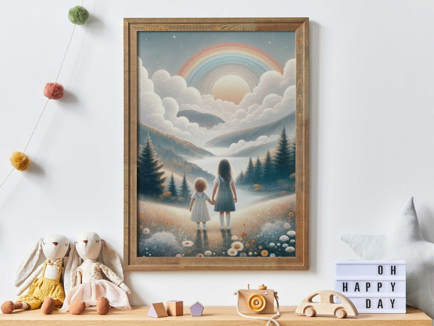 Sister Room Print, Rainbow Nursery Decor, Girl Adventure Art, Wildflower Wall Decor - WildfieldPrints