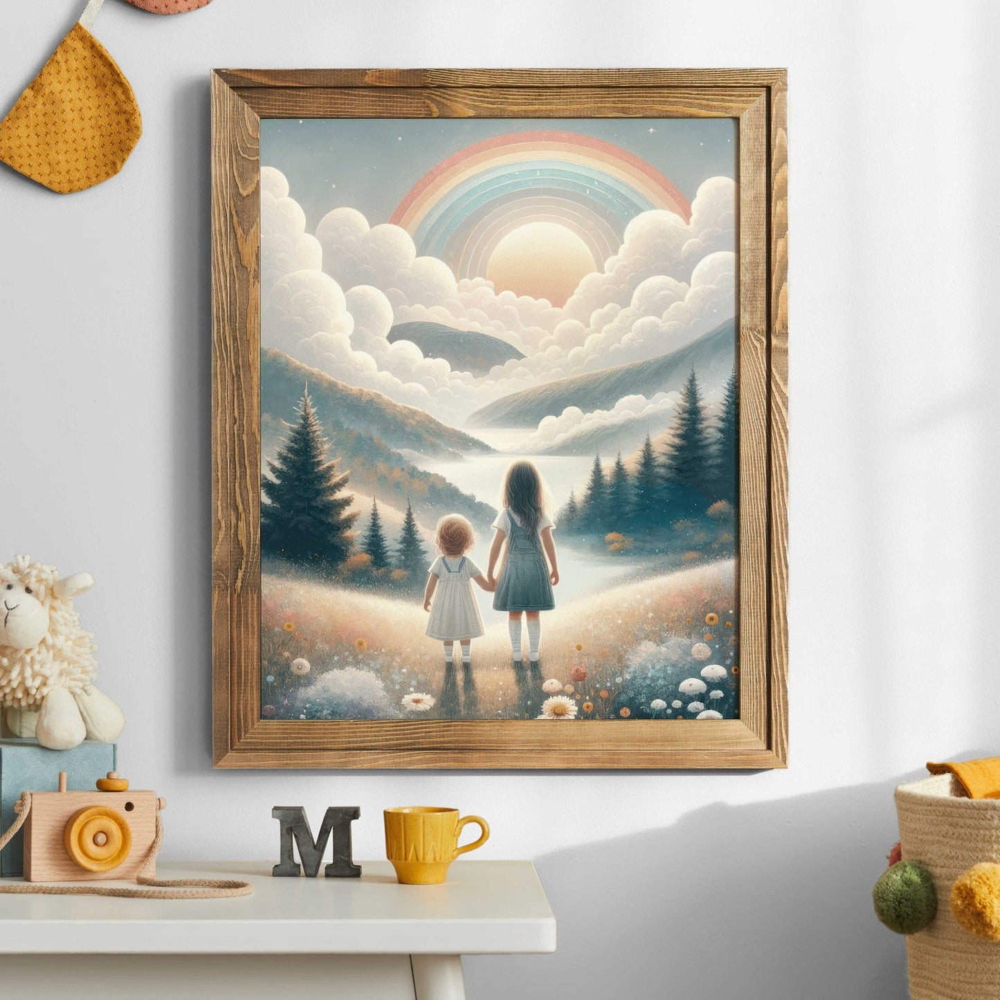 Sister Room Print, Rainbow Nursery Decor, Girl Adventure Art, Wildflower Wall Decor - WildfieldPrints
