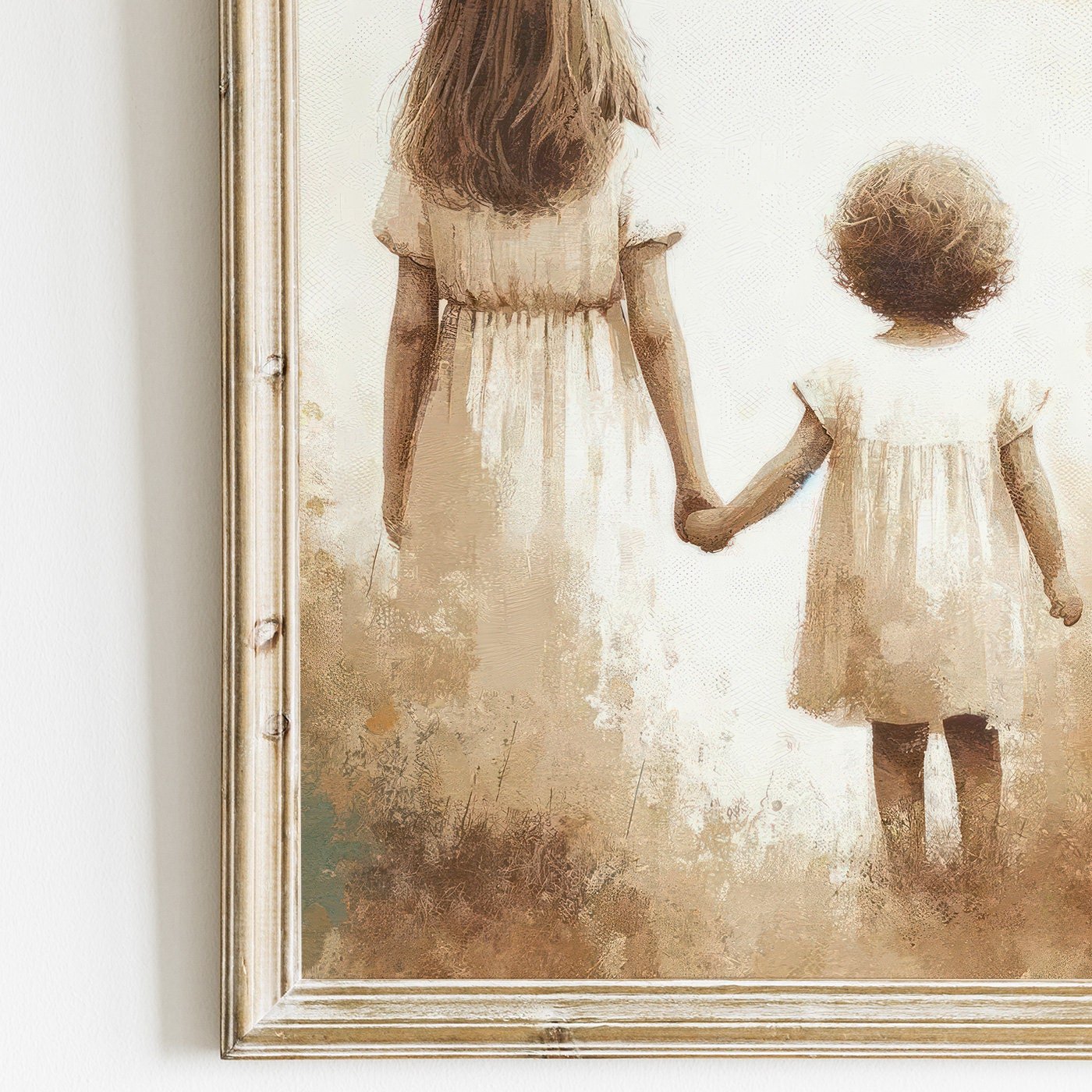 Sister Room Prints, Sibling Bond Art, Vintage Girls Decor - WildfieldPrints