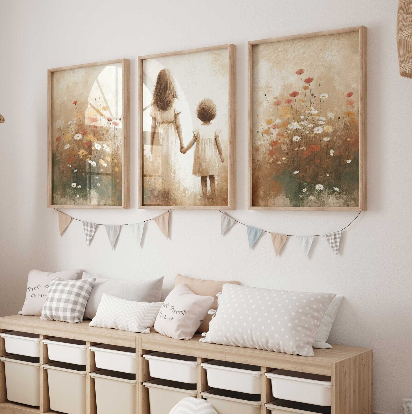 Sister Room Prints, Sibling Bond Art, Vintage Girls Decor - WildfieldPrints