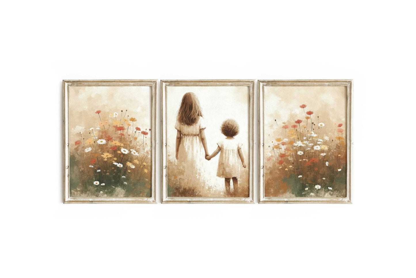 Sister Room Prints, Sibling Bond Art, Vintage Girls Decor - WildfieldPrints