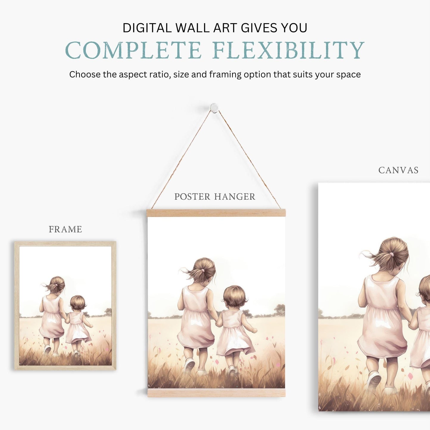 Sister Wall Art, Shared Room Decor, Deer & Bunny Prints - WildfieldPrints