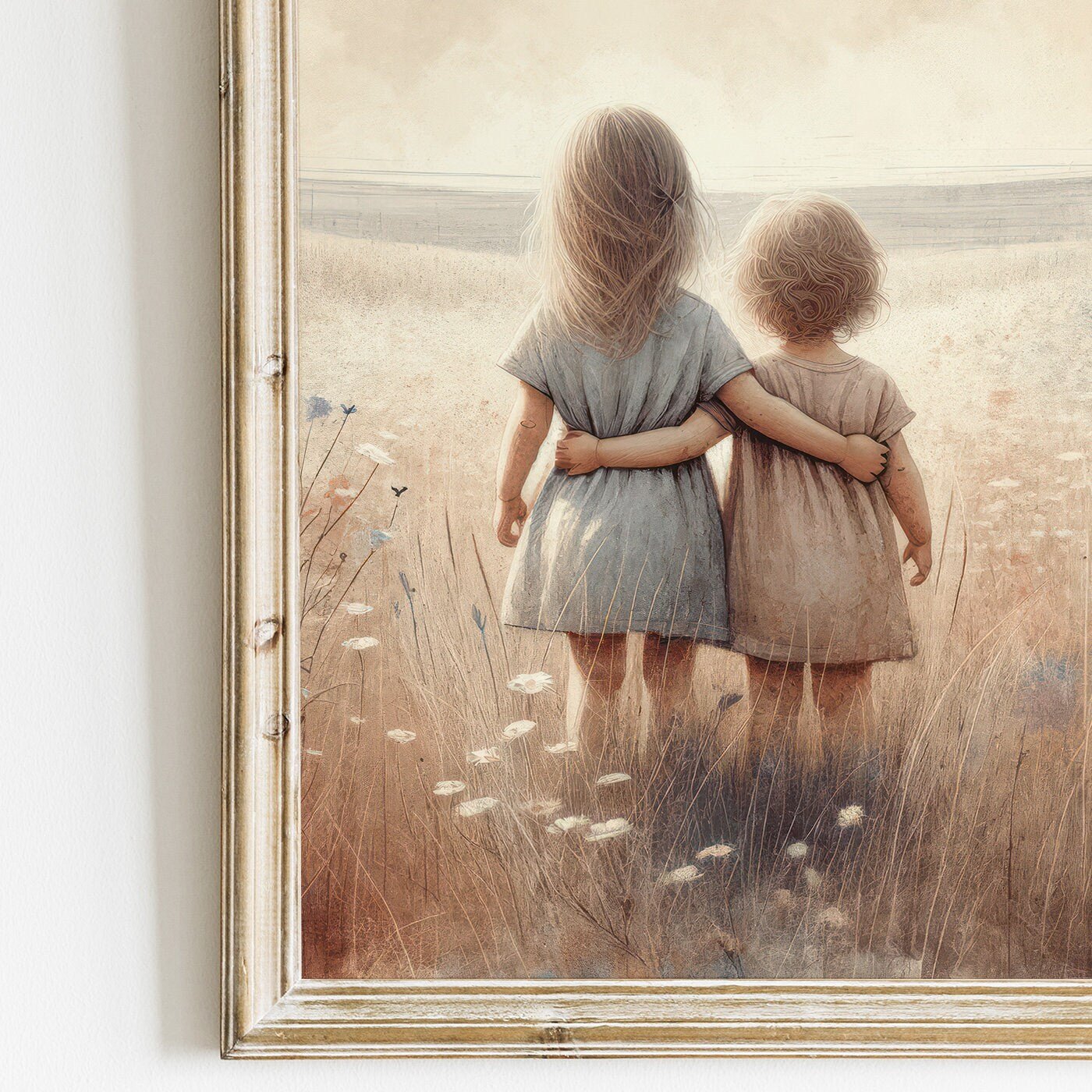 Sister Wall Art, Shared Room Decor, Floral Paintings for Girls - WildfieldPrints