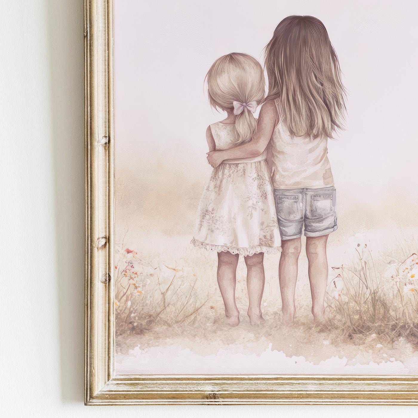 Sister Wall Art, Wildflowers Decor, Shared Room Design, Kids Room - WildfieldPrints