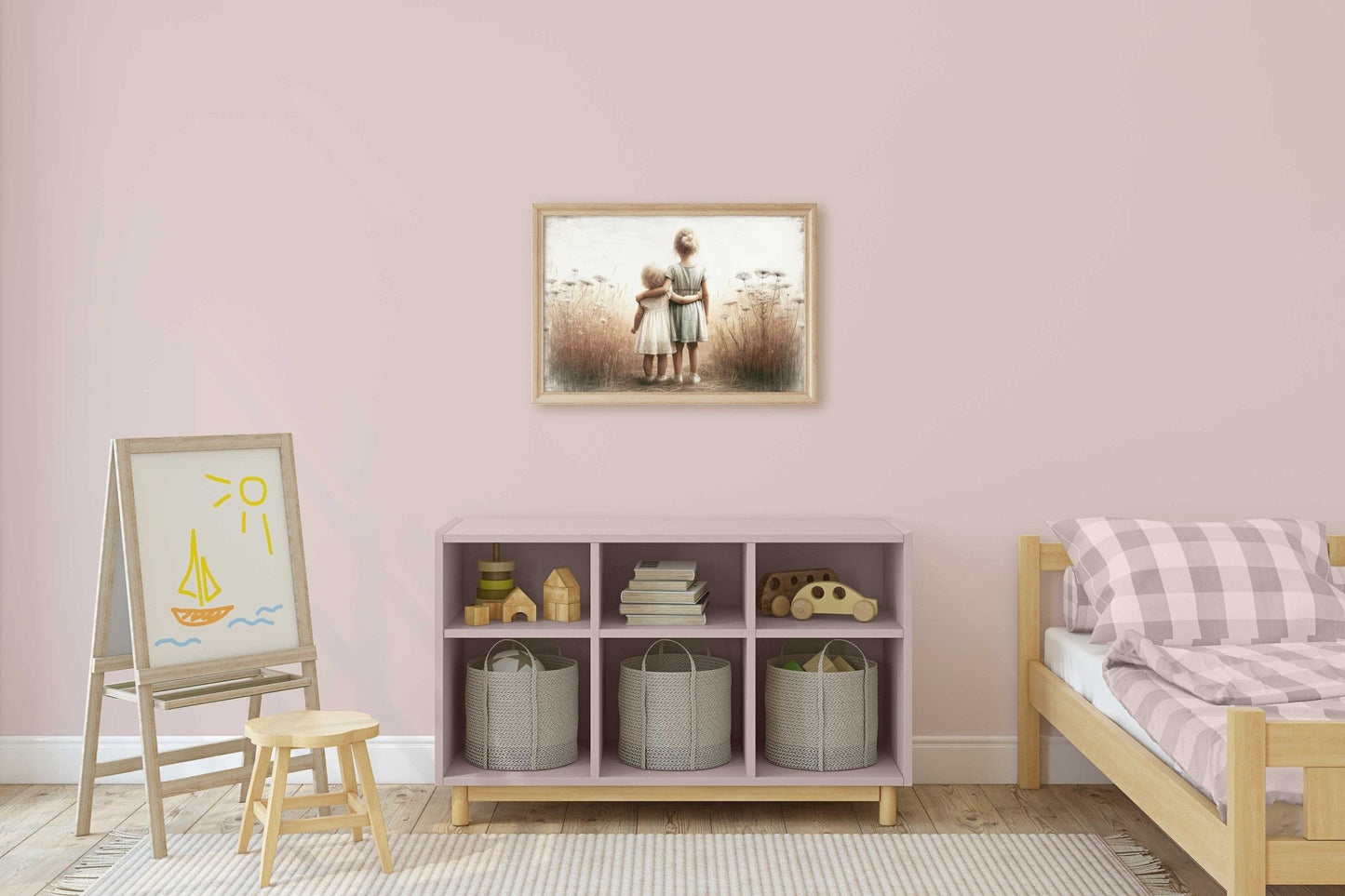 Sister Wall Decor, Vintage Sister Painting, Sisterhood Art - WildfieldPrints