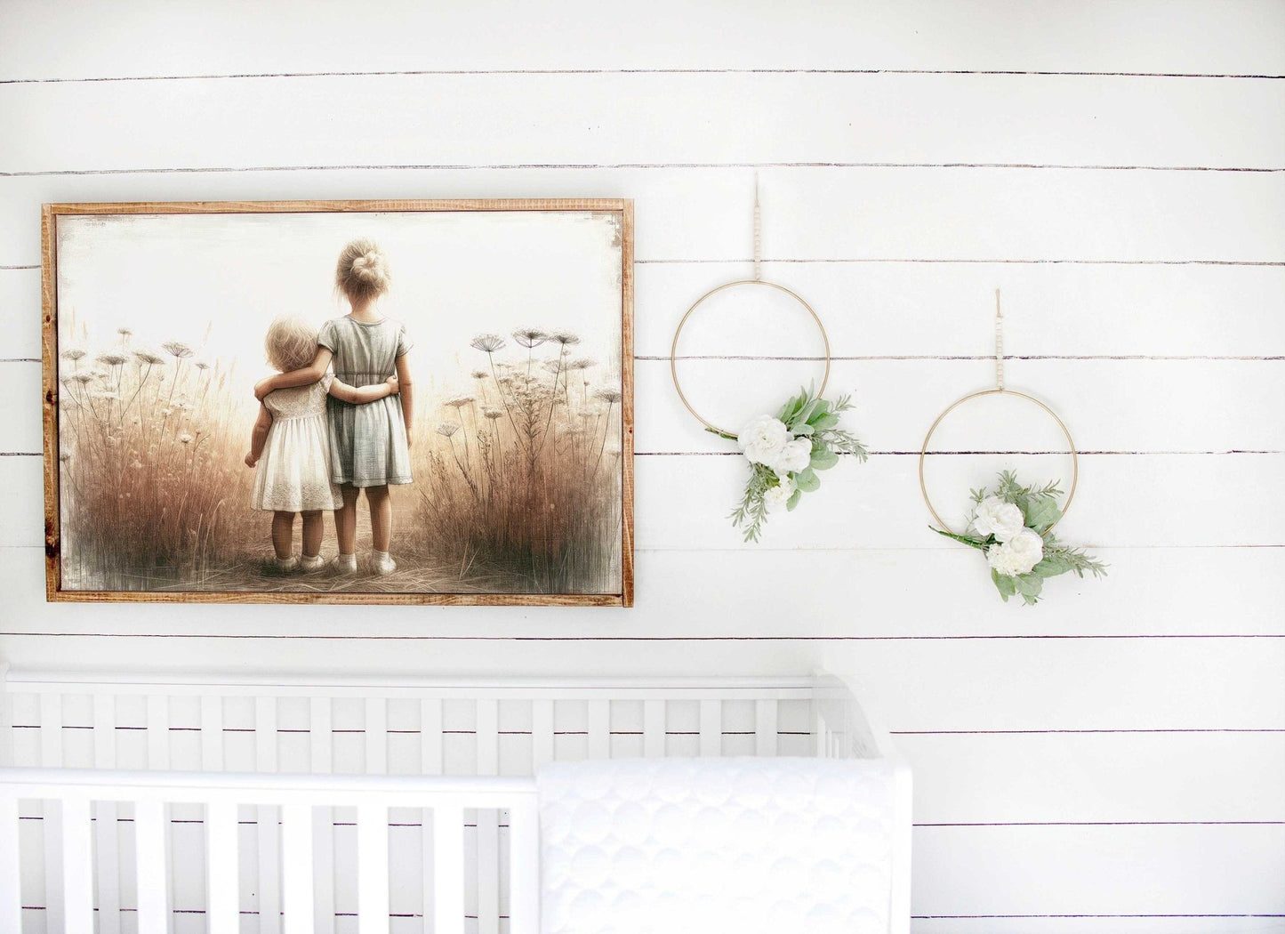 Sister Wall Decor, Vintage Sister Painting, Sisterhood Art - WildfieldPrints