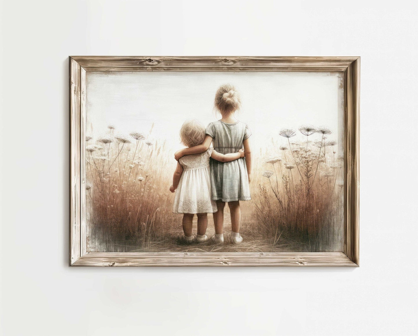Sister Wall Decor, Vintage Sister Painting, Sisterhood Art - WildfieldPrints