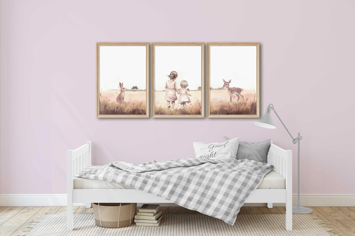 Sister Wall Prints, Sibling Room Decor, Deer & Bunny Art for Kids - WildfieldPrints