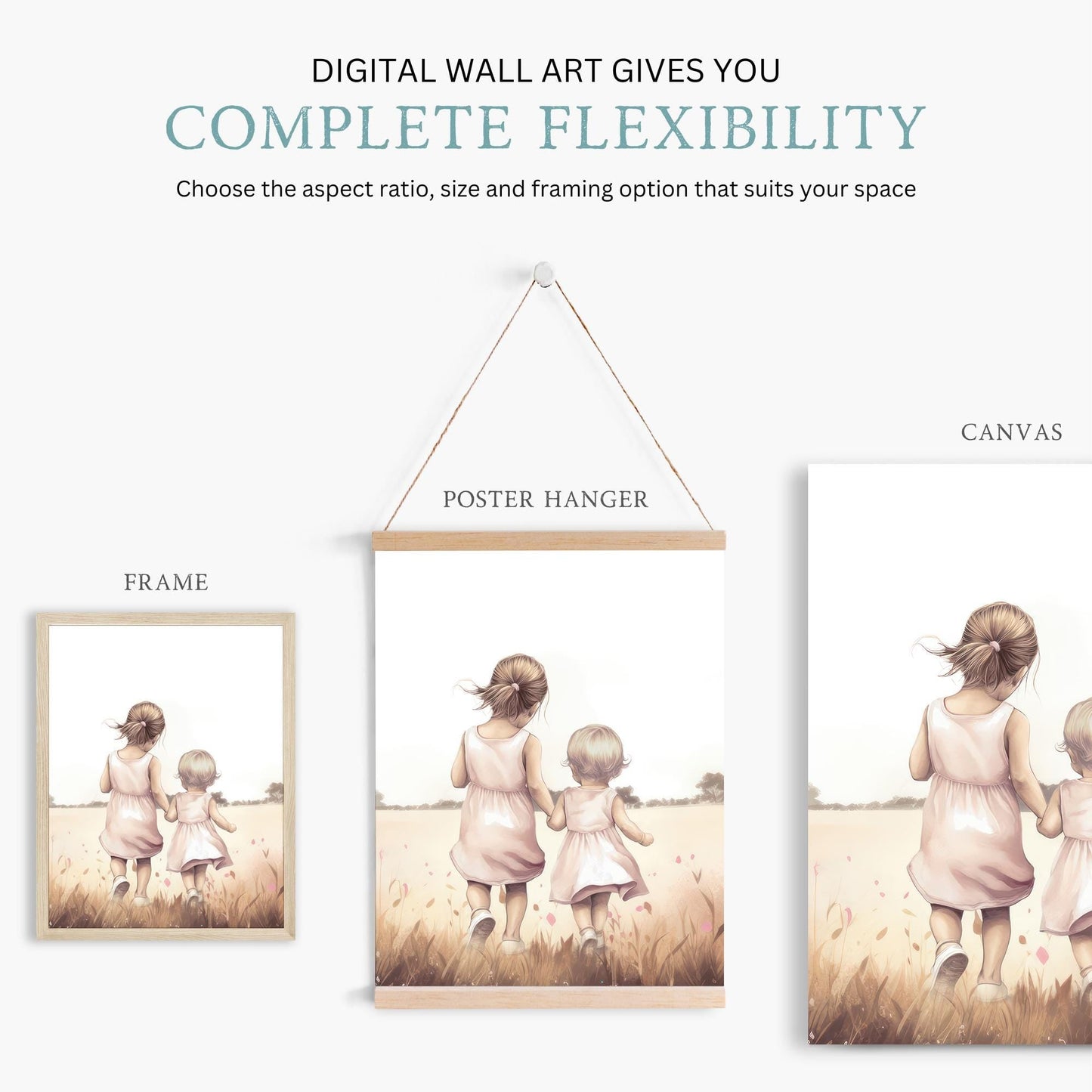 Sister Wall Prints, Sibling Room Decor, Deer & Bunny Art for Kids - WildfieldPrints