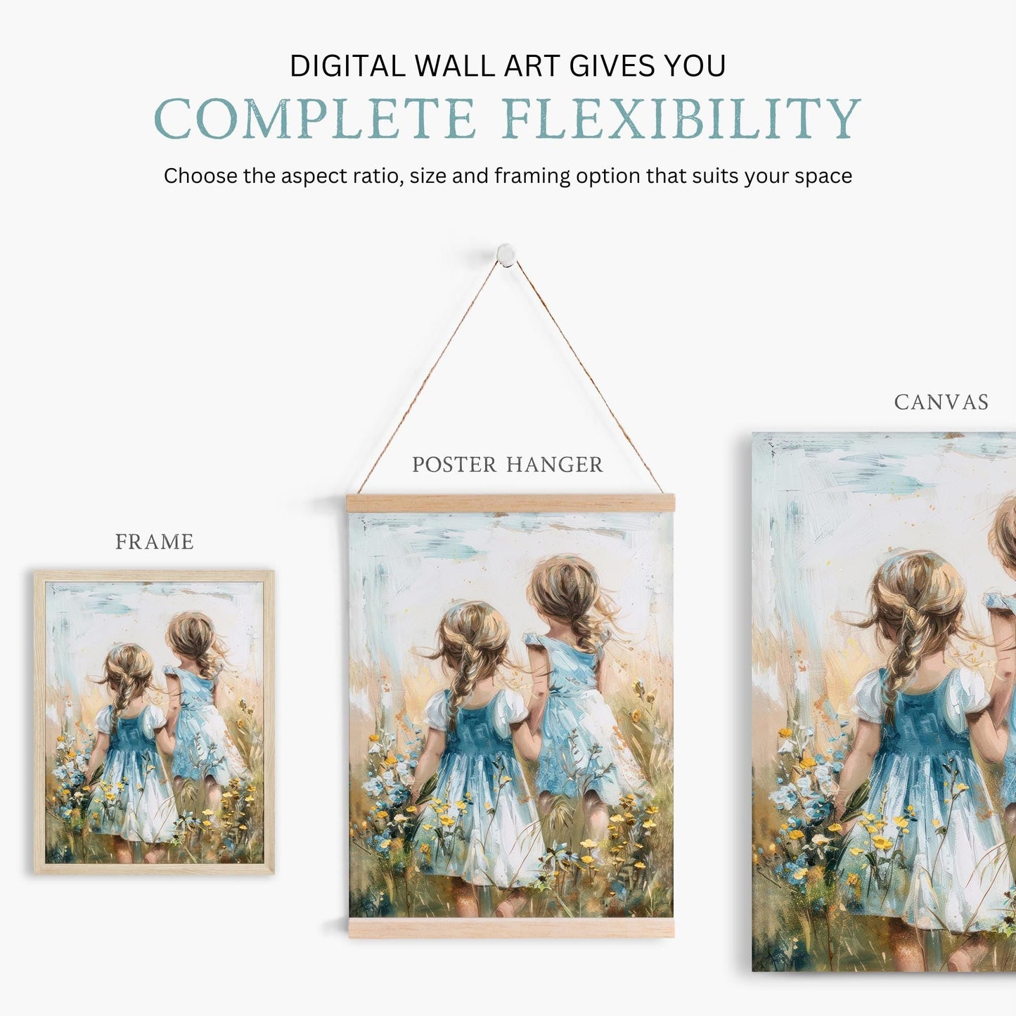 Sisterhood Art Print, Floral Bedroom Decor, Wildflower Design - WildfieldPrints