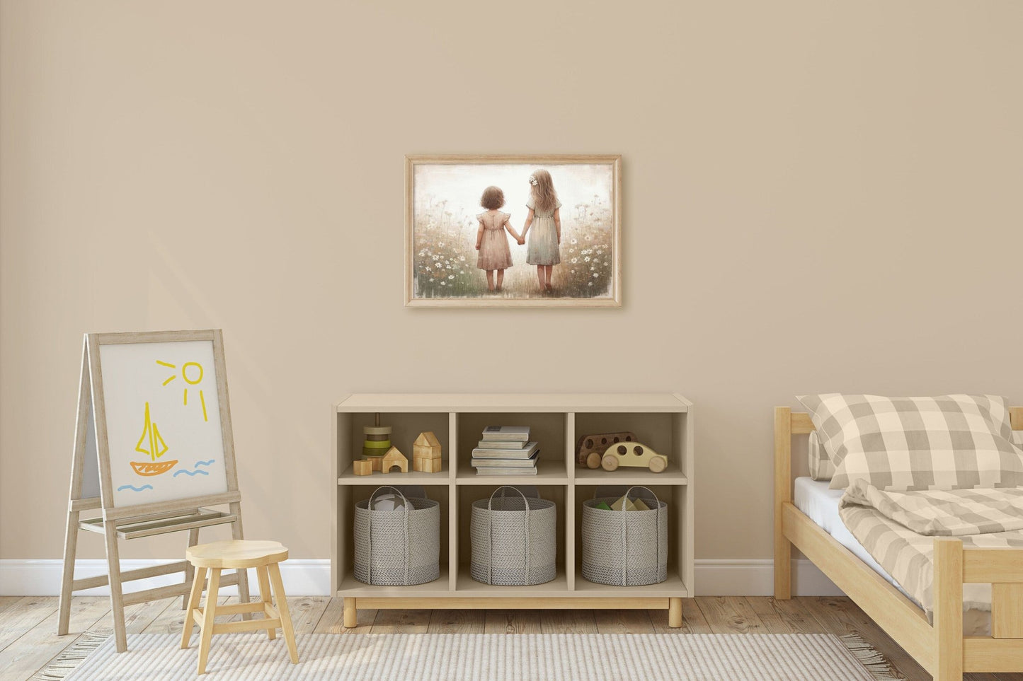Sisterhood Art, Vintage Sister Painting, Best Friends Decor - WildfieldPrints