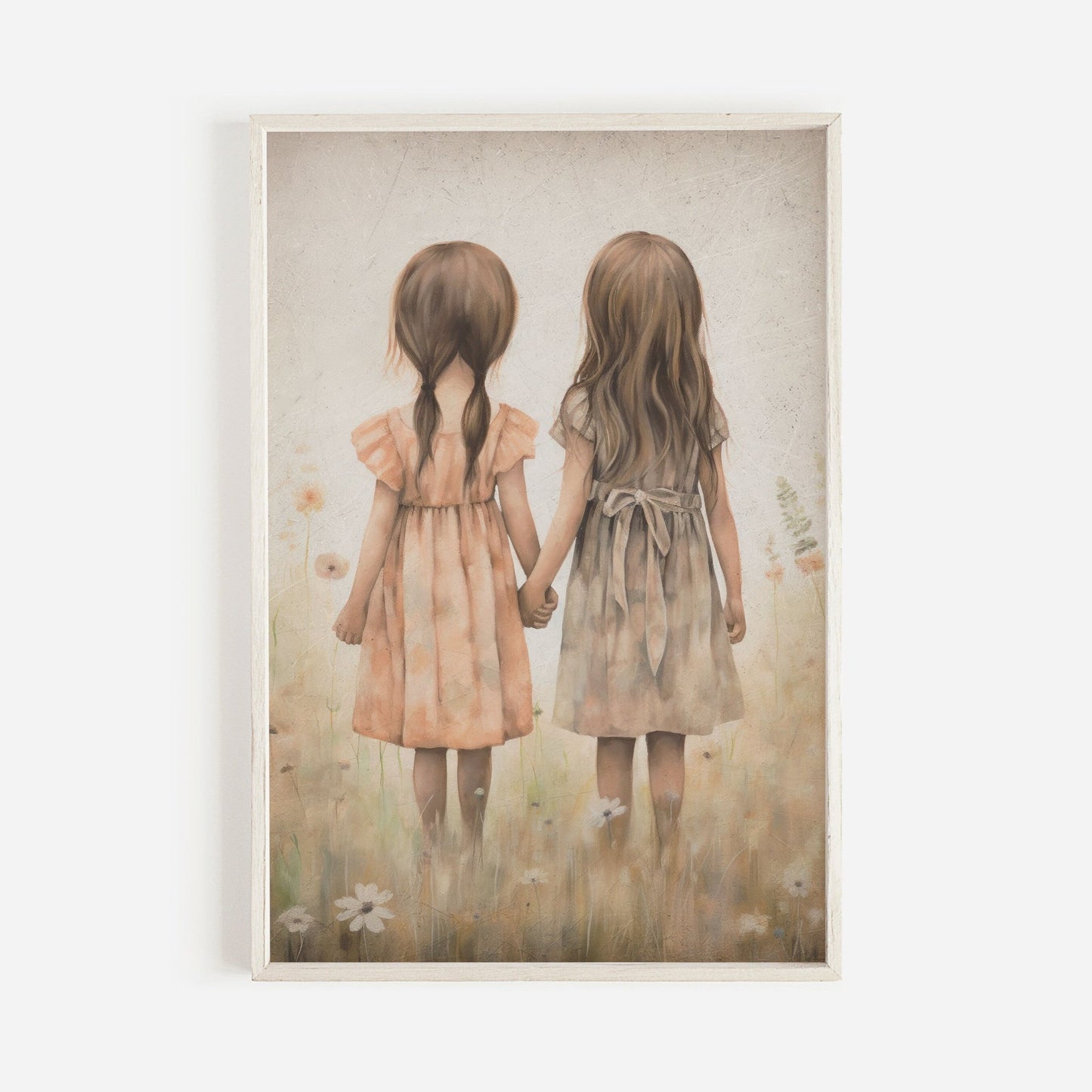 Sisterhood Wall Art, Best Friends Print, Vintage Twin Sister Decor - WildfieldPrints