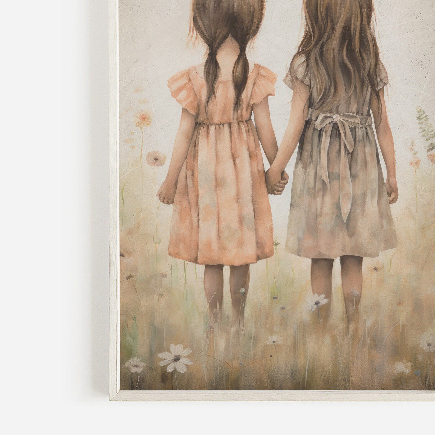 Sisterhood Wall Art, Best Friends Print, Vintage Twin Sister Decor - WildfieldPrints