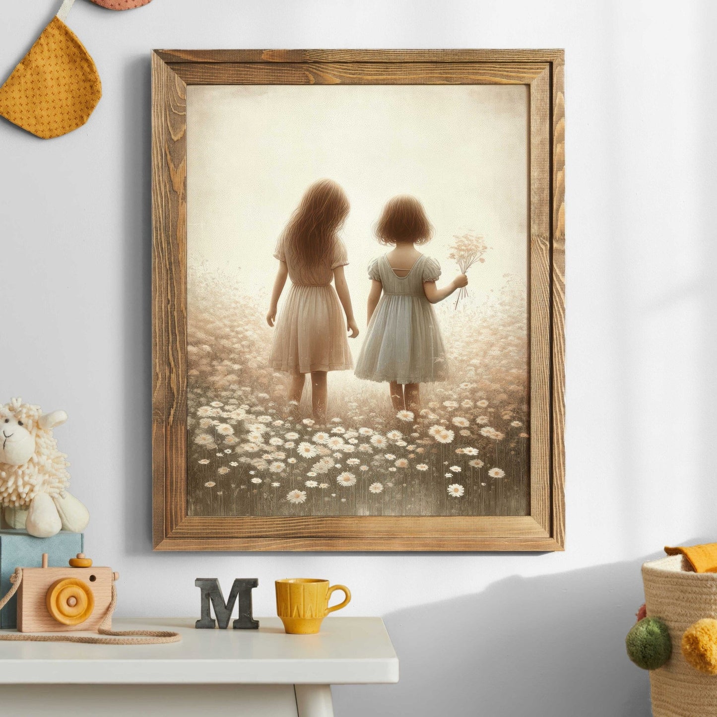 Sisterhood Wall Art, Vintage Sister Painting, Best Friends Decor - WildfieldPrints