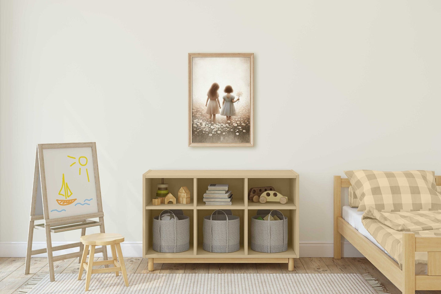 Sisterhood Wall Art, Vintage Sister Painting, Best Friends Decor - WildfieldPrints